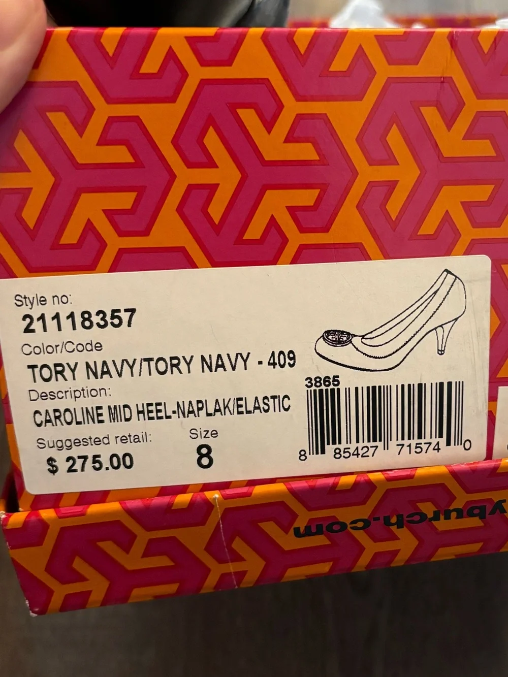 NEW Tory Burch Navy Blue Patent Leather Logo Pumps